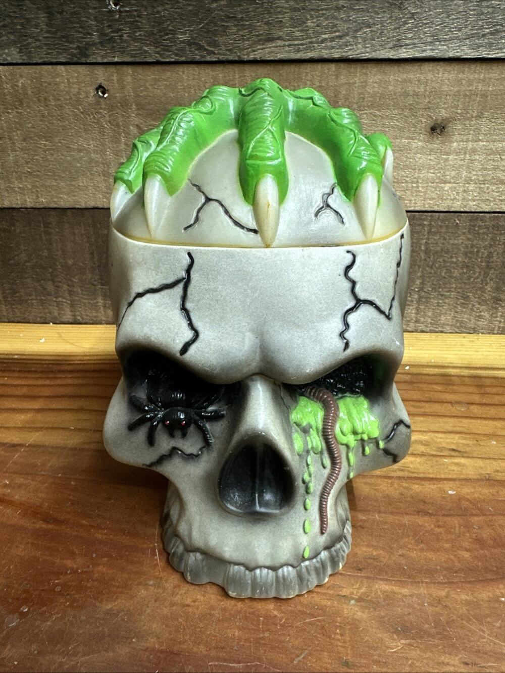 Vintage Halloween 1992 Toy State Talking Skull Candy Server Dish In Box